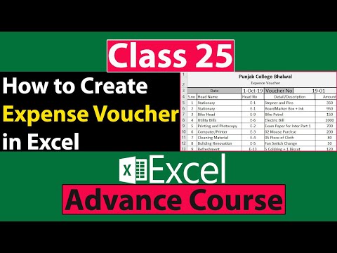 How to Create Expense Voucher in Excel in Urdu - Class No 25