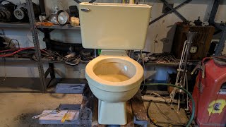 444. Yellow 1977 Briggs Abingdon on My New Test Stand! Flushes and Tests