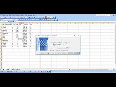 Excel 2003: creating a simple pivot table