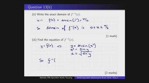SACE Specialist Mathematics Exam 2019 - Question13