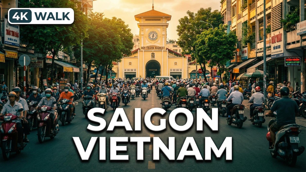 Saigon Vietnam 4K Walking Tour – Bến Thành Market to City Streets (No Talking, Relaxing)
