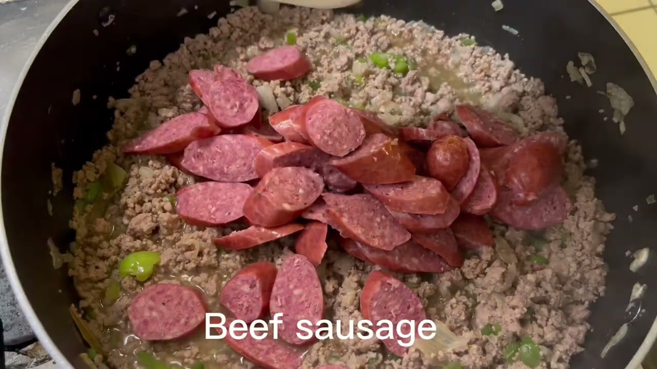 Spaghetti with Parmesan Cheese & Beef Sausage (Filipino Home Cooking)