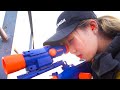 Xgirl nerf studio super soldier sniper seal x girl nerf guns ambush at the train station