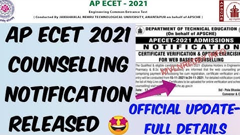 AP ECET 2021 Counselling Notification Released🤩//AP ECET 2021 Starting Date.?- Official Update
