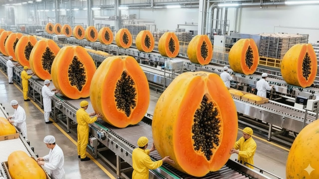 Im Inneren der Papaya-Trocknungsfabrik: Von der frischen Papaya bis zu getrockneten Papayaprodukten.