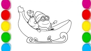 how to draw cute minion with banana 🍌🍌 for kids, Painting and Coloring for kids, Let's draw together