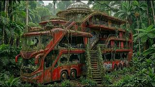A 100-Year-Old Abandoned Bus Transformed Into a Luxurious Jungle Mansion