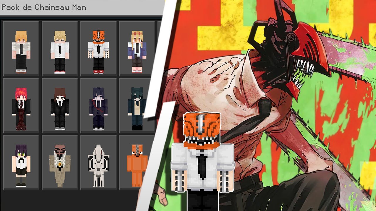 SKIN PACK de CHAINSAW MAN para MINECRAFT PE YouTube