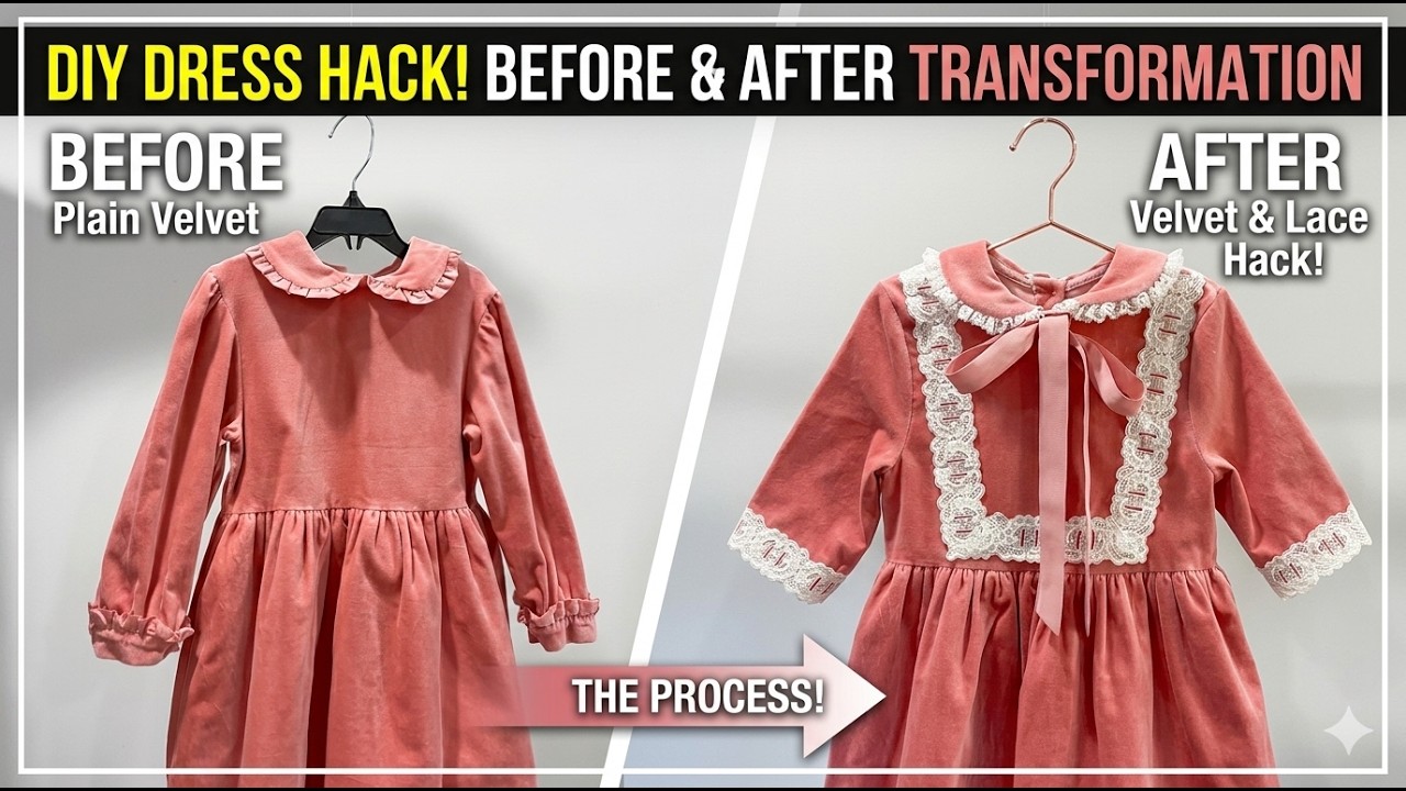 Velvet Dress Transformation Lace Upcycle How to. Reimagine Your Wardrobe #velvetsewing #velvet