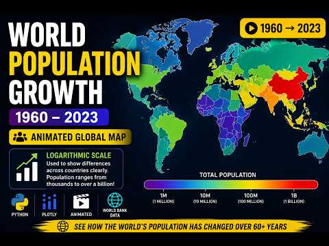 World Population Growth (1960–2023) | Animated Global Population Map | Python & Plotly