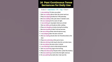 Past Continuous Tense in English Grammar with Examples | 20 Past Continuous Tense Sentences.