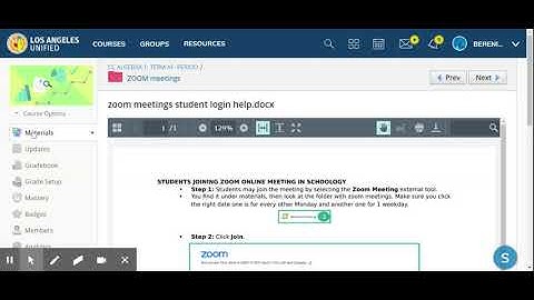 ZOOM meetings | Schoology