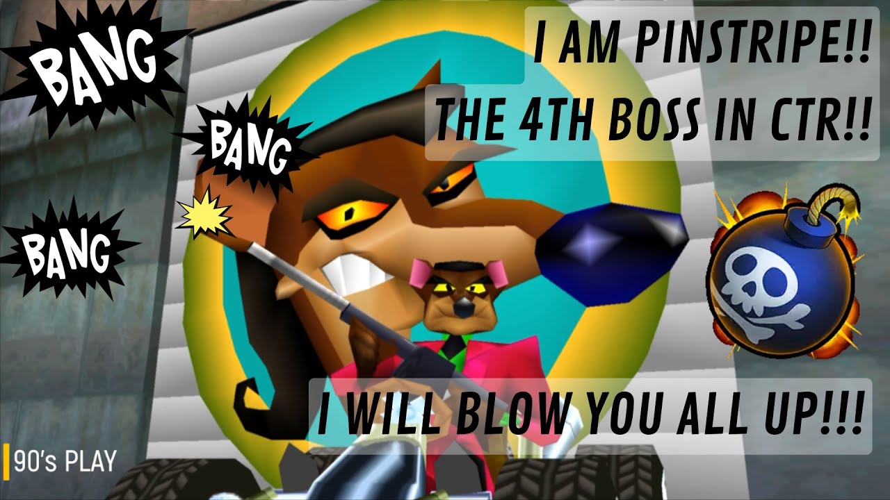 Pinstripe as PINSTRIPE (HARD Difficulty Enemies) | Crash Team Racing (CTR) (PS1) FULL HD