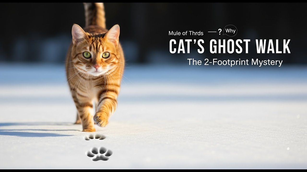 Why does a four-legged cat only leave two footprints when it walks?