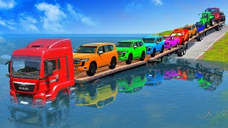 Flatbed Truck McQueen | Transportation with Truck - Pothole vs Car #47 | BeamNG.Drive Gameplay screenshot 3