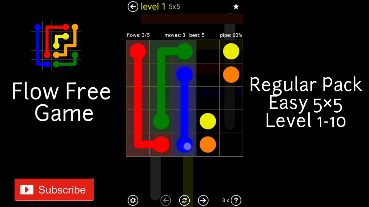 Flow Free Game Level 110Regular PackEasy 5×5 YouTube