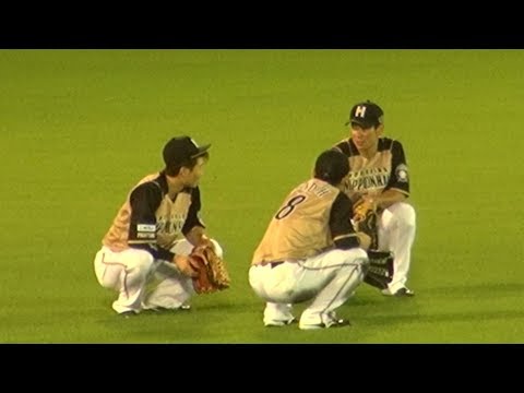 180724 投手交代時の外野会議（西川・近藤・松本）＠楽天生命パーク宮城