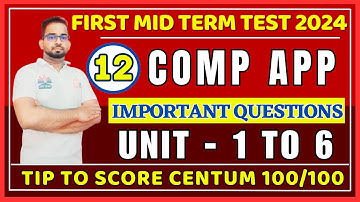 12th Computer Application 1st Mid Term Important Questions | 12th 1st Mid Term Important Questions
