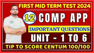 12th Computer Application 1st Mid Term Important Questions | 12th 1st Mid Term Important Questions