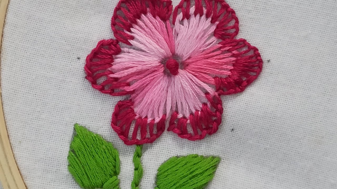 Simple Beautiful flower hand embroidery design #stitches #embroidery#handbroidery#shorts#diynstitch