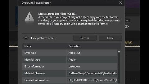 Power Director Audio Cut FIX Error Code 03 Won