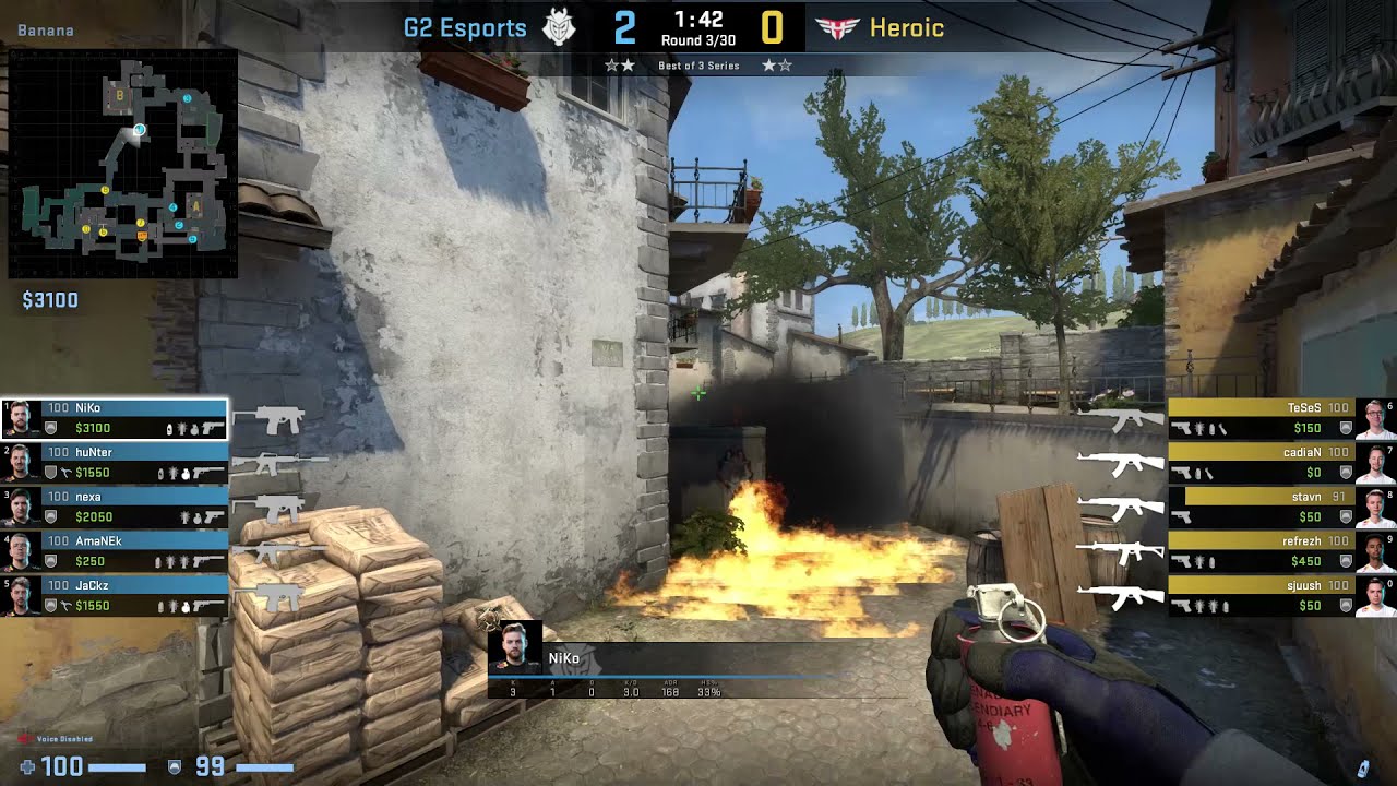 CS:GO POV Demo G2 NiKo (32/20) vs Heroic (de_inferno)