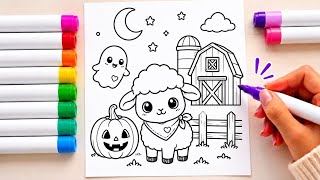 🐑 Cute Farm Animals Coloring Page | Relax & Color Together!