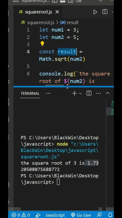 square root in JavaScript #shorts - YouTube