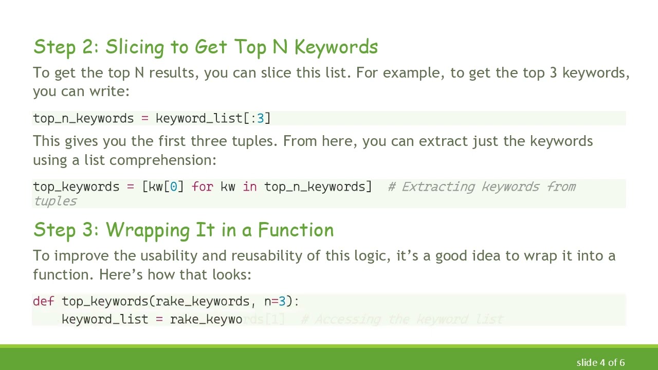 How to Extract the Top N Keywords from a Tuple in Python
