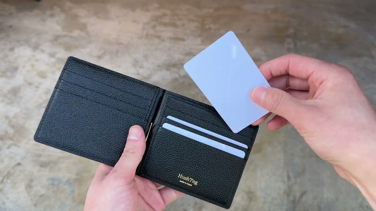 【まい】HushTugブラック レザー マネークリップ ピュアシュリンクレザー マネークリップ ブラック