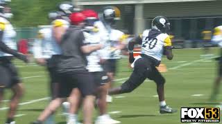 Kaleb Johnson at 2026 Steelers OTAs