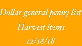 Dollar General Penny List 121818