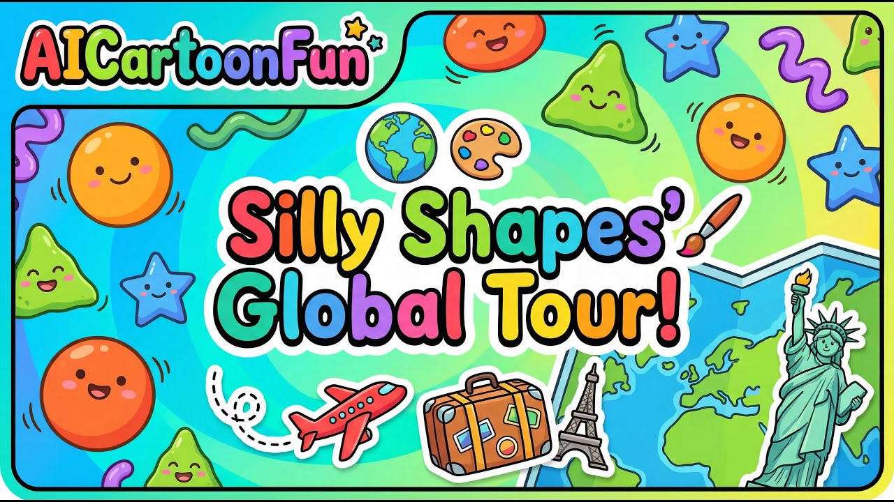 🌍🎨 Silly Shapes’ Global Tour! Colors & World Landmarks 🔺🟥 | Kids Learning Cartoon