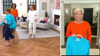 Belle Beach by Kim Gravel Mixed Media Pointelle Sleeve Sweater on QVC