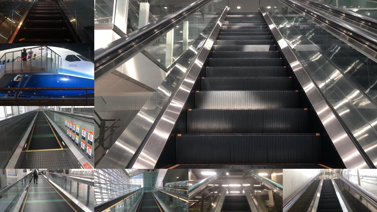 中部国際空港セントレア&常滑駅の三菱エスカレーター&日立動く歩道 Mitsubishi escalator&Hitachi Auto slope