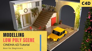 Cinema 4d Tutorial - Modelling low poly scene - Texturing and Lighting with c4d