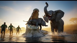 Heroic Rescue Team Saves Innocent Baby Elephant From Huge Crocodile Attack