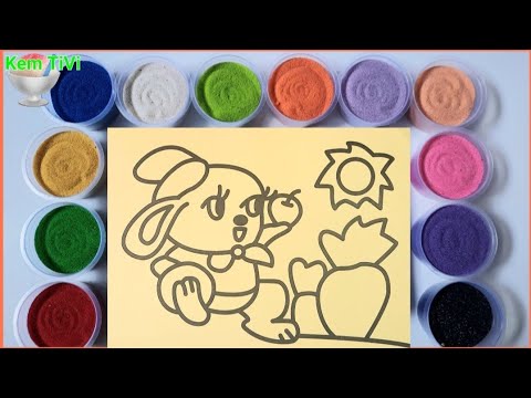 Video Tô màu tranh cát THỎ CON ra vườn CÀ RỐT/Coloring... - youtube
