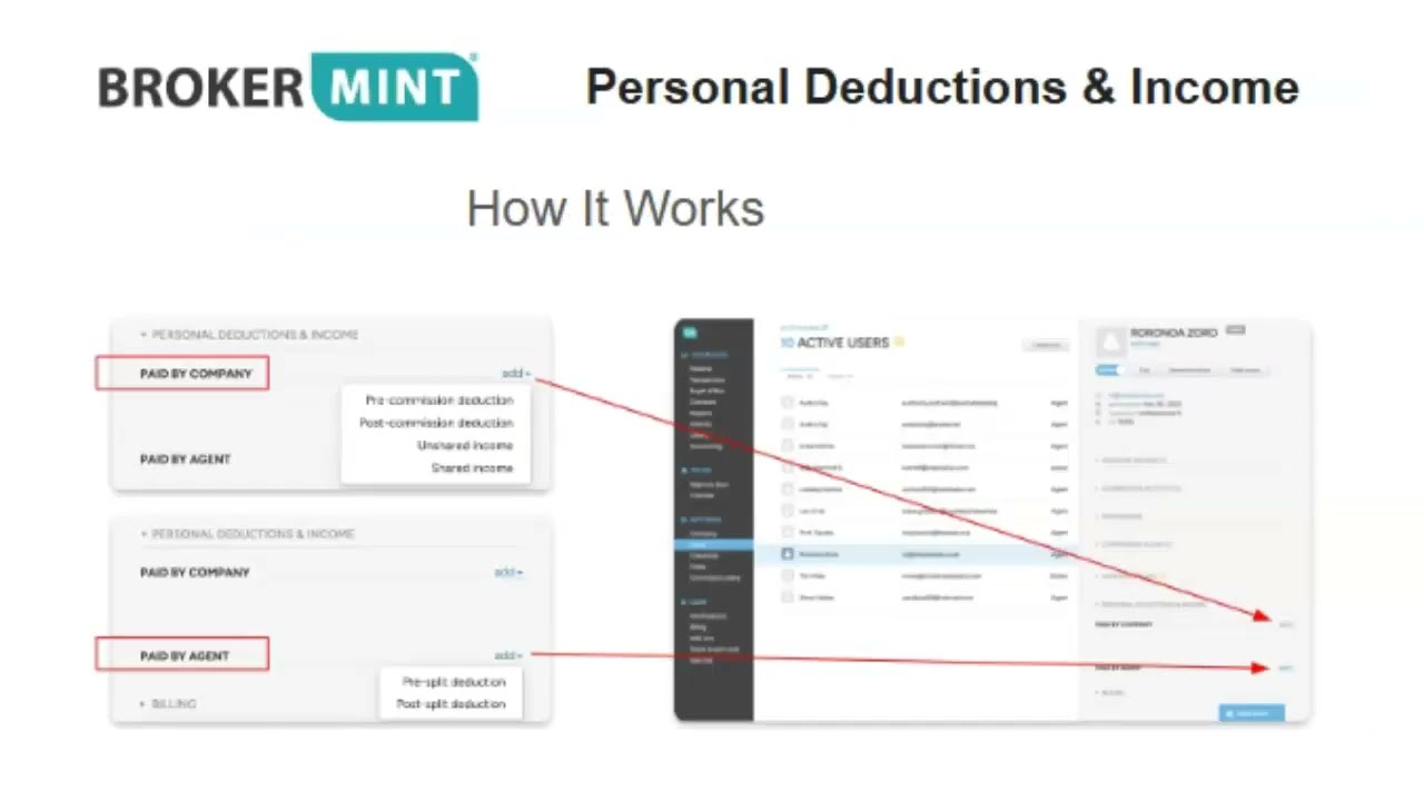 Brokermint Personal Deductions & Income Feature