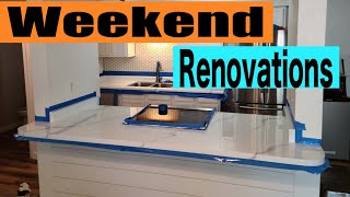 Weekend Renovation Project. Tile Backsplash and Affordable Epoxy Countertop coat