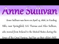 Anne Sullivan biography in English 2025 speech on anne Sullivan essay in English