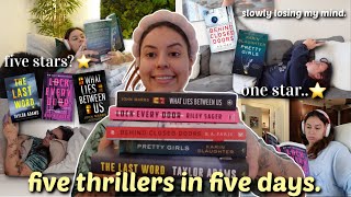 i read only thrillers for a week.. and i regret everything | nonspoiler reading vlog 📖🫣