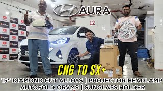 HYUNDAI AURA CNG 2022 MODIFIED FROM BASE TO TOP..!!AUTOFOLD ORVMS,SUNGLASS HOLDER & MUCH MORE