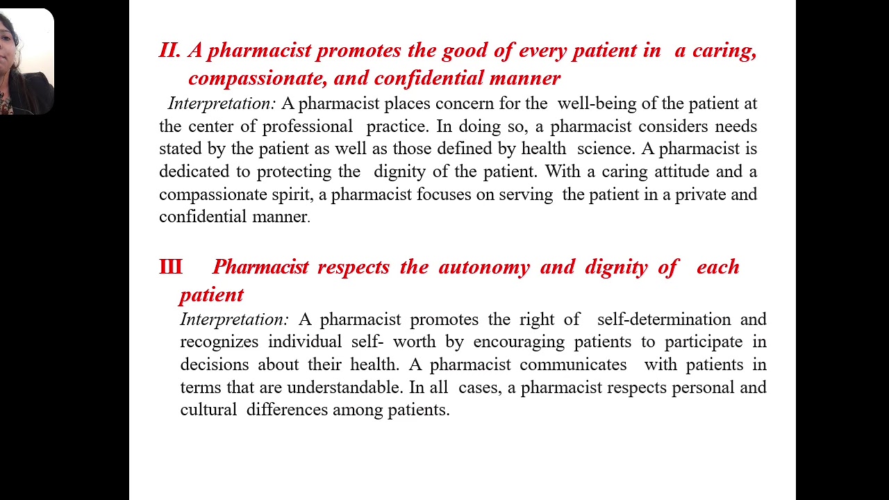 Code of ethics for community pharmacy