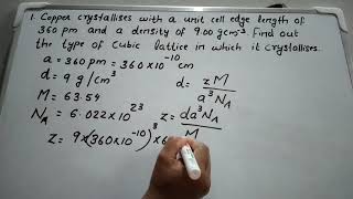 Plus Two Chemistry Chapter 1 - The Solid State - Problems related density