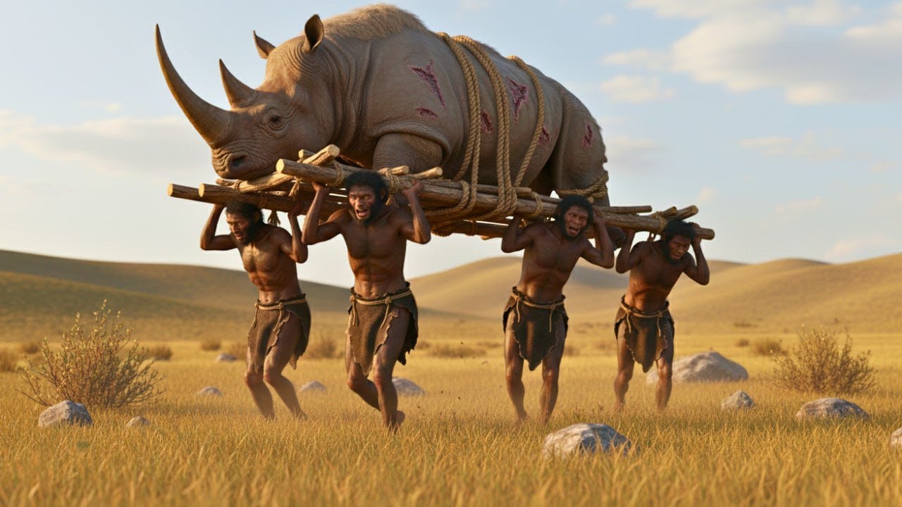 Life 4.5 Million Years Ago | Homo Habilis's Rhino Hunt – Prehistoric Survival