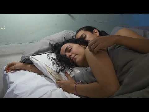 Loving couple hugging, sleeping together