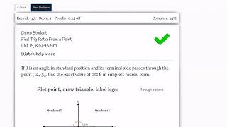 Find Trig Ratio From a Point