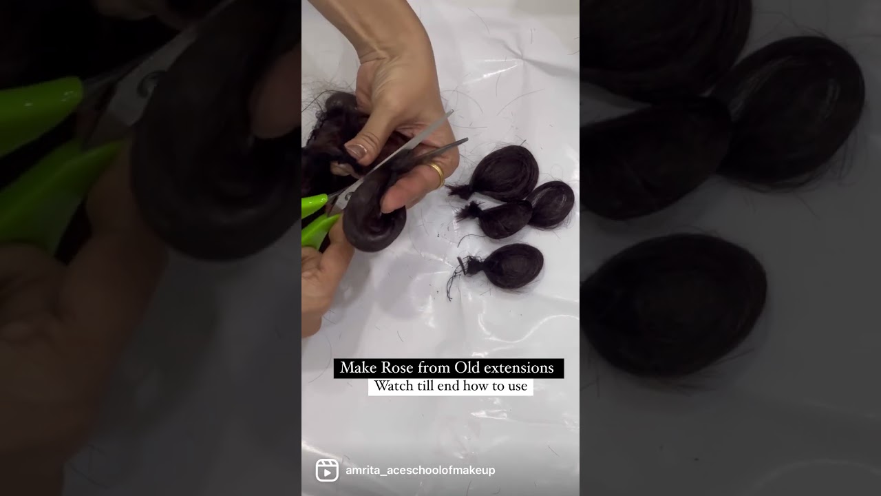 Haircraft. Make rose from waste hair extensions. 