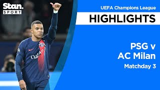 Thumbnail for PSG v AC Milan Highlights | 2023-24 | UEFA Champions League